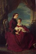 Franz Xaver Winterhalter The Empress Eugenie Holding Louis Napoleon, the Prince Imperial on her Knees USA oil painting reproduction